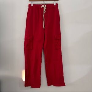 NWT Les Tien cargo sweatpants red size XS